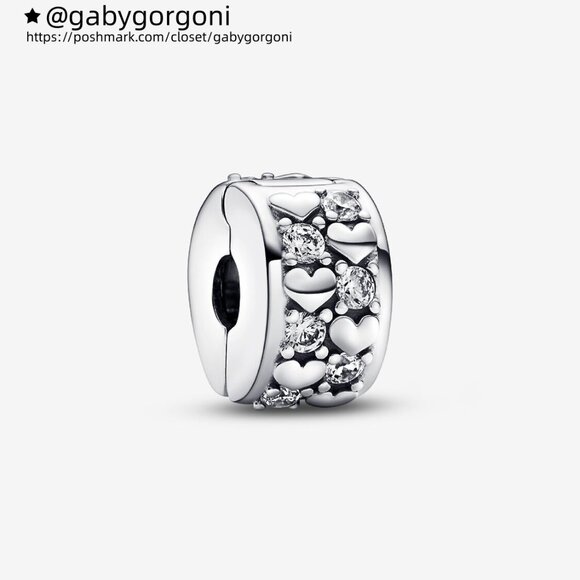 Pandora Infinite Hearts Sparkling Clip Charm - Picture 1 of 6